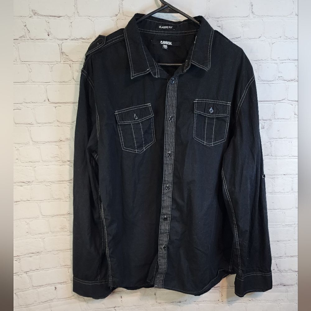 Men's Carbon "Classic Fit" longsleeve button-down shirt, XXL
